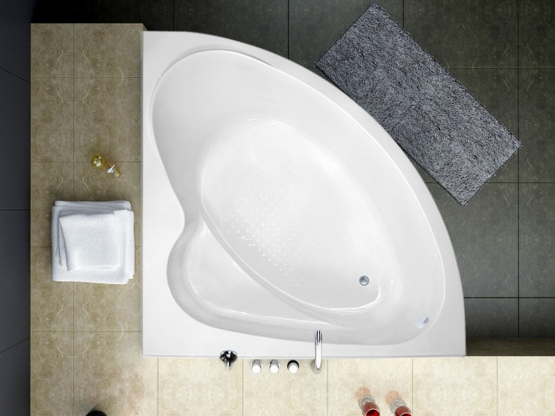 Badewanne Eckwanne 150x150 + Rahmen + Ab + Überlauf O 653